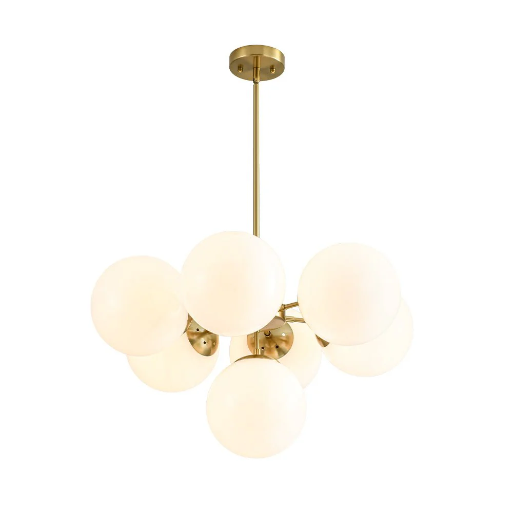 7-light Brass Sputnik Opal Glass Globe Bubble Chandelier - Image 10