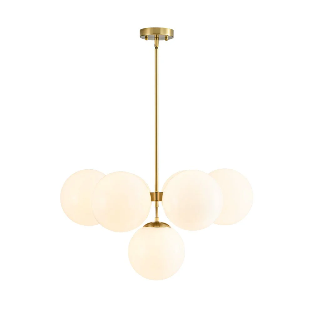 7-light Brass Sputnik Opal Glass Globe Bubble Chandelier - Image 13