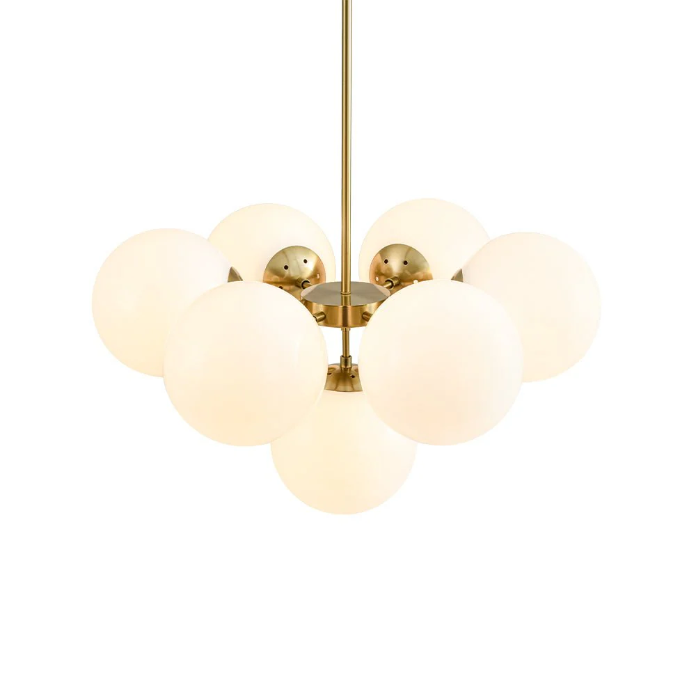 7-light Brass Sputnik Opal Glass Globe Bubble Chandelier - Image 15