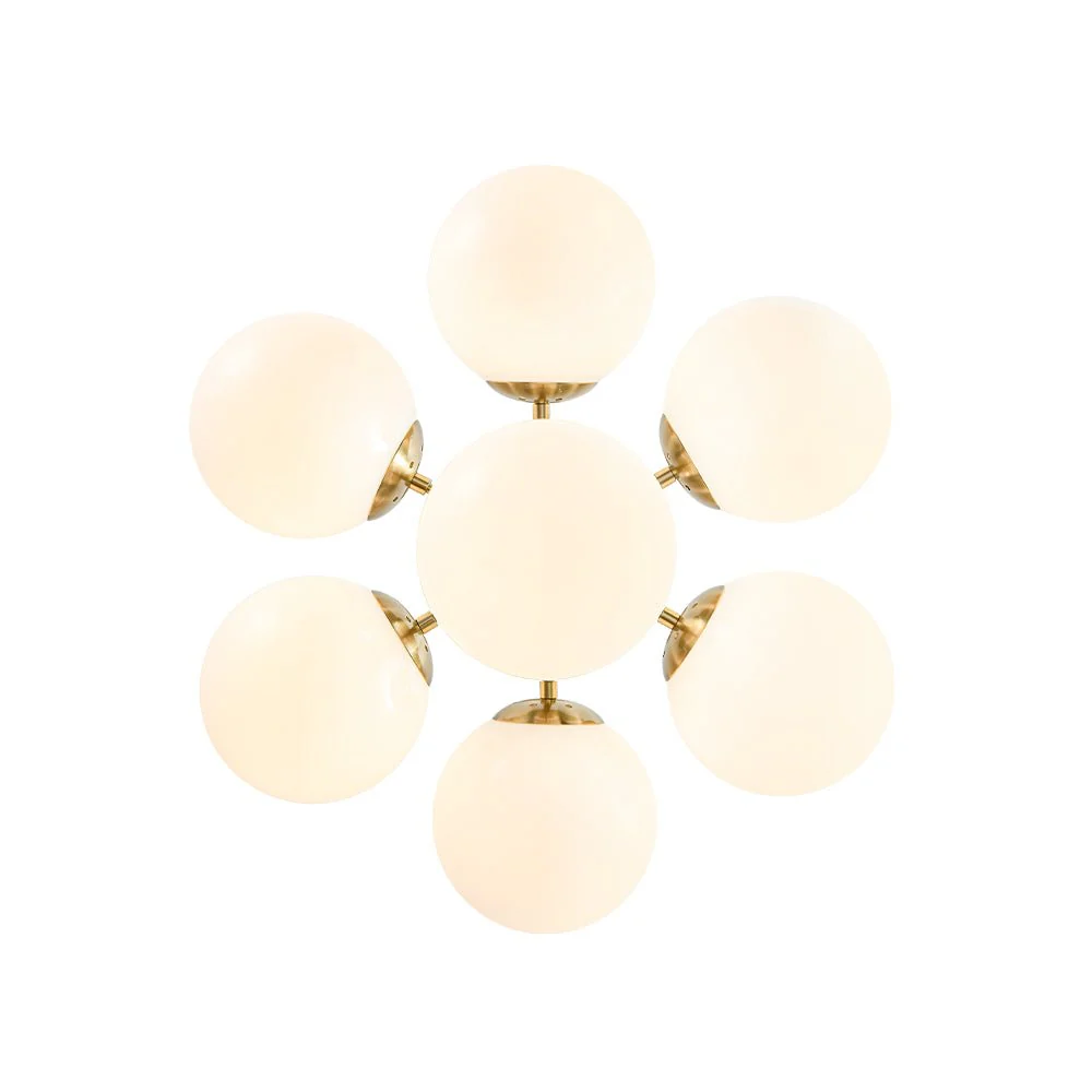 7-light Brass Sputnik Opal Glass Globe Bubble Chandelier - Image 17