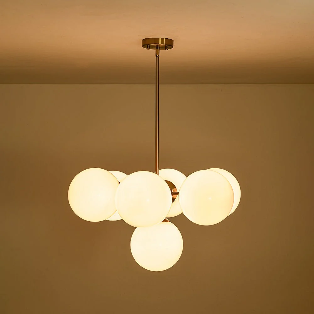 7-light Brass Sputnik Opal Glass Globe Bubble Chandelier - Image 18