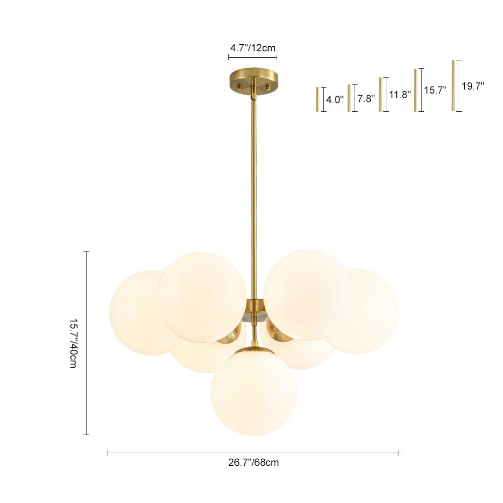 7-light Brass Sputnik Opal Glass Globe Bubble Chandelier - Image 23