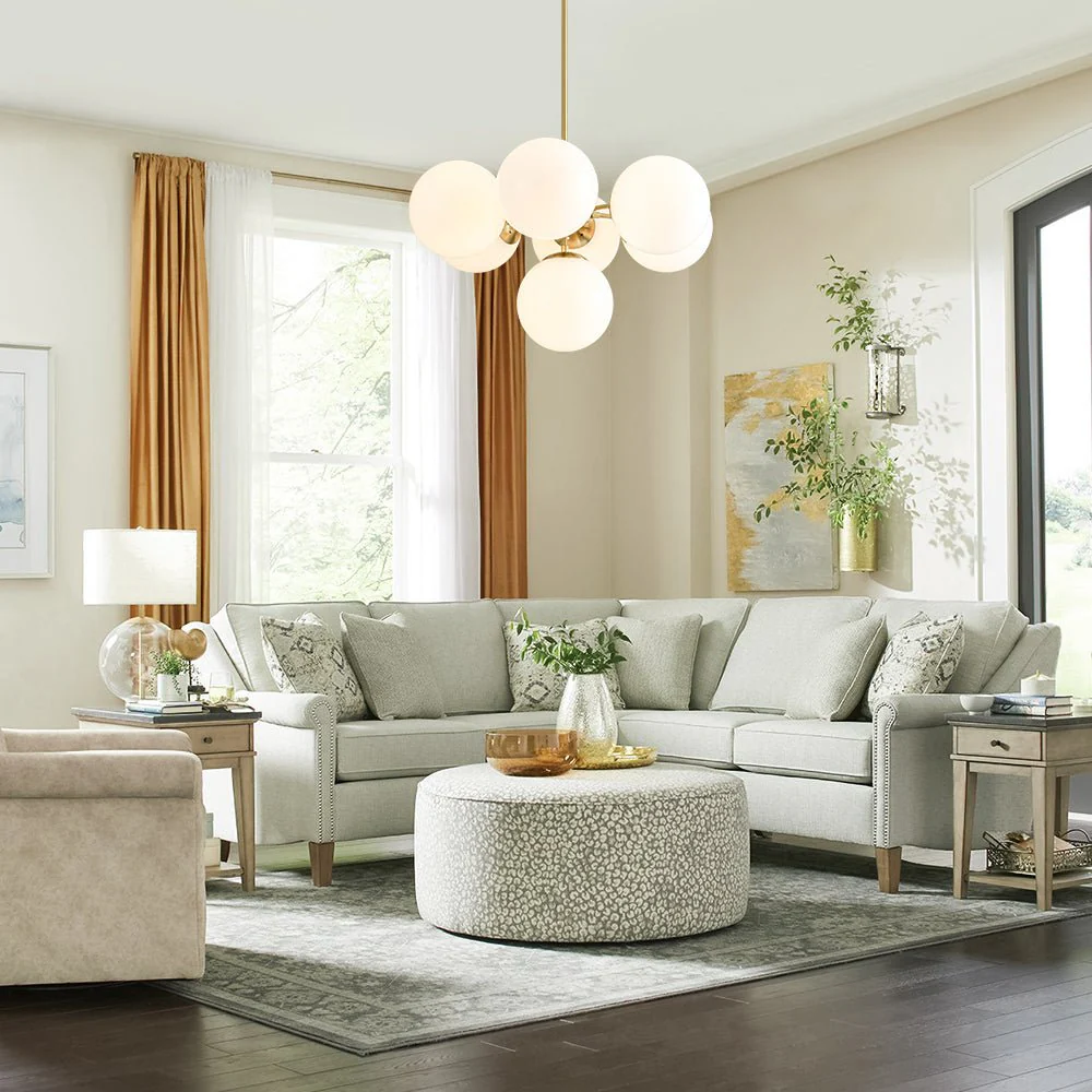 7-light Brass Sputnik Opal Glass Globe Bubble Chandelier - Image 5