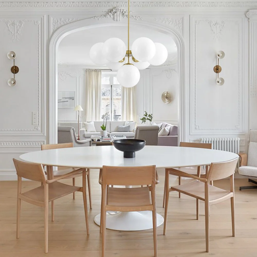 7-light Brass Sputnik Opal Glass Globe Bubble Chandelier - Image 6