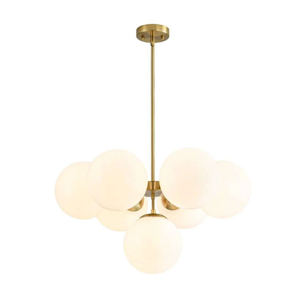 7-light Brass Sputnik Opal Glass Globe Bubble Chandelier - Image 8