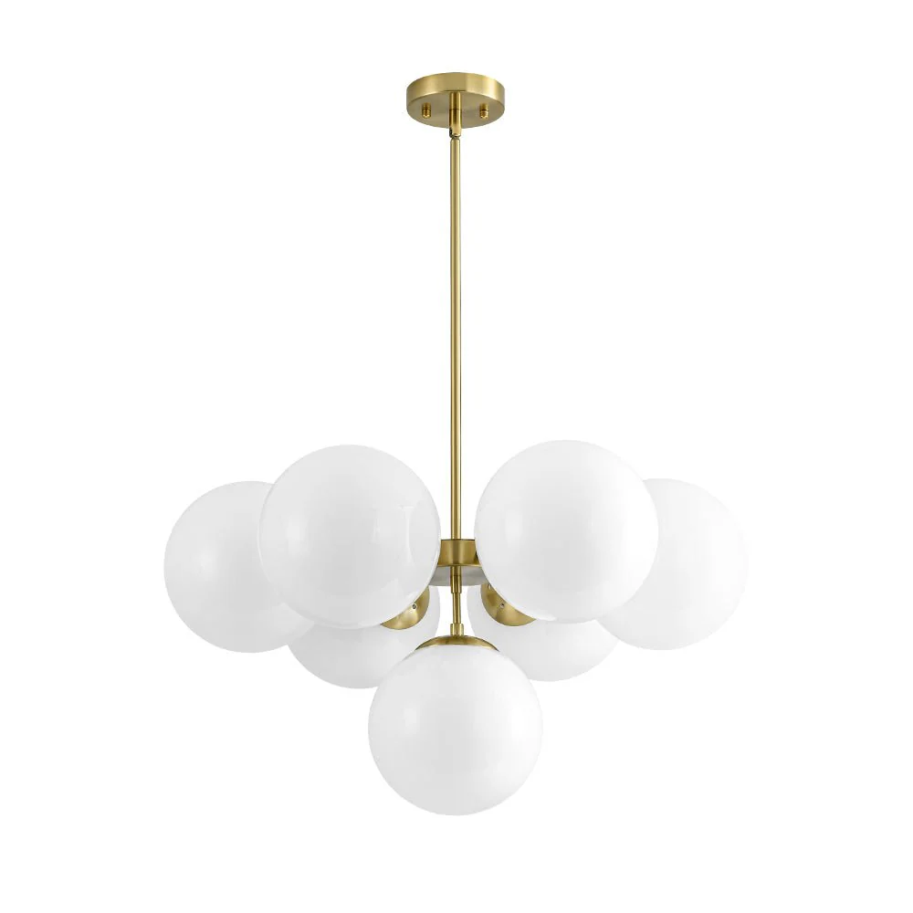 7-light Brass Sputnik Opal Glass Globe Bubble Chandelier - Image 9