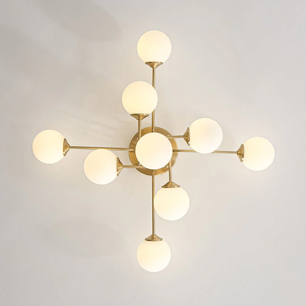 9-Light Opal Glass Bubble Sputnik Semi Flush Chandelier - Image 10