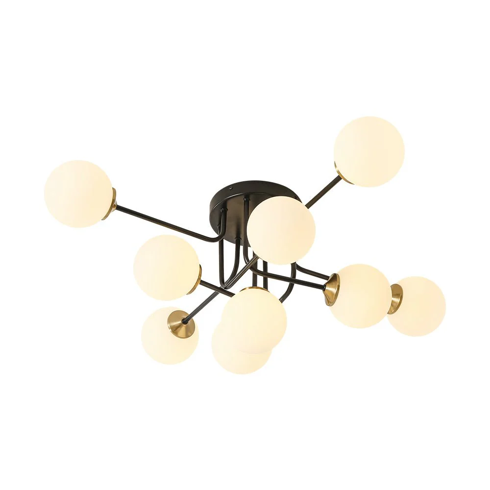 9-Light Opal Glass Bubble Sputnik Semi Flush Chandelier - Image 13
