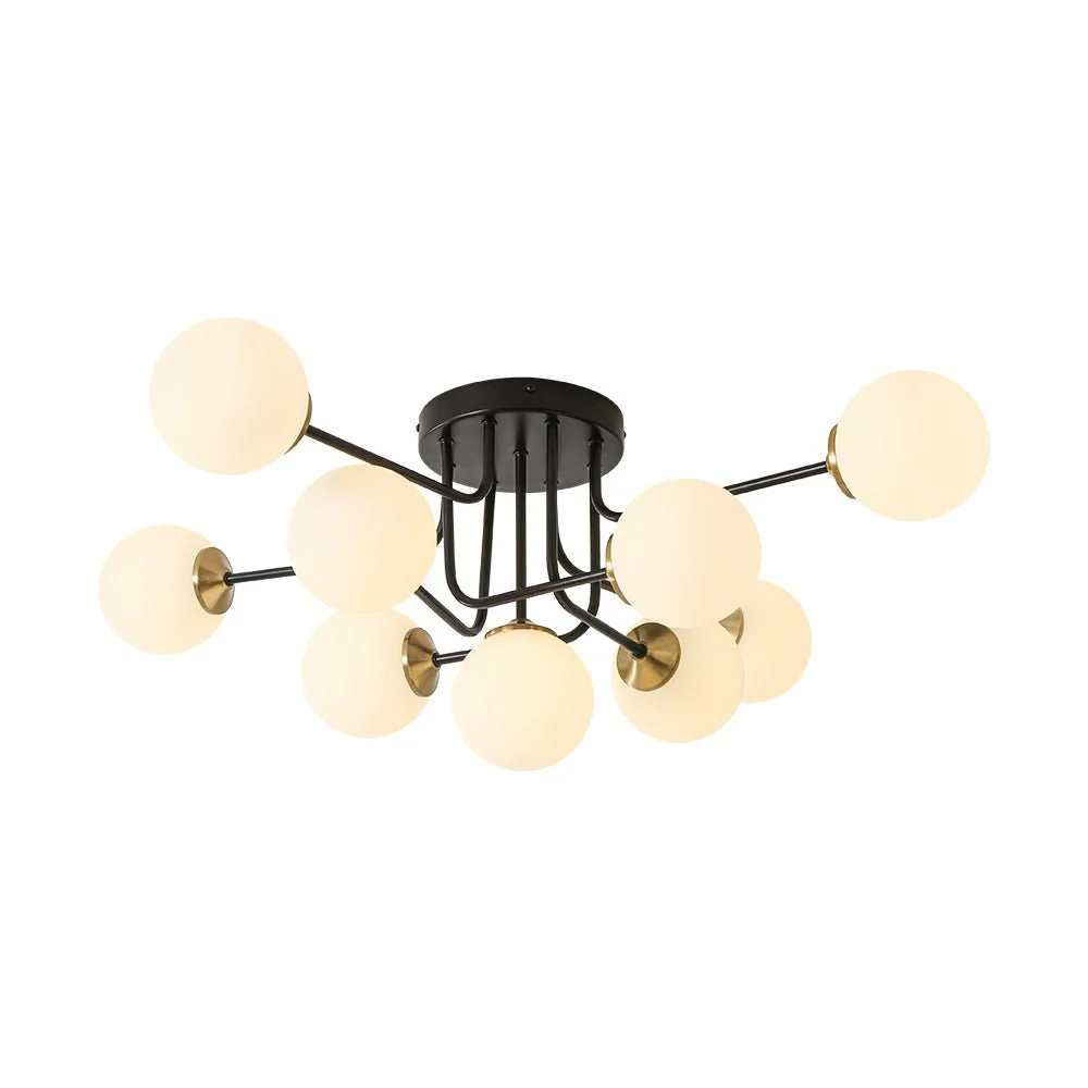 9-Light Opal Glass Bubble Sputnik Semi Flush Chandelier - Image 14