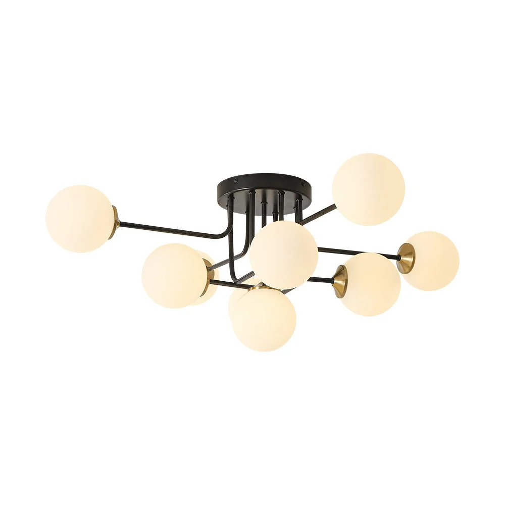 9-Light Opal Glass Bubble Sputnik Semi Flush Chandelier - Image 15