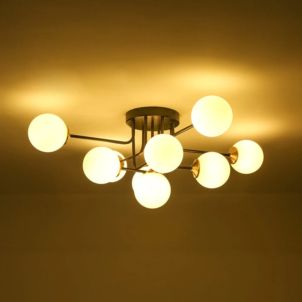 9-Light Opal Glass Bubble Sputnik Semi Flush Chandelier - Image 17