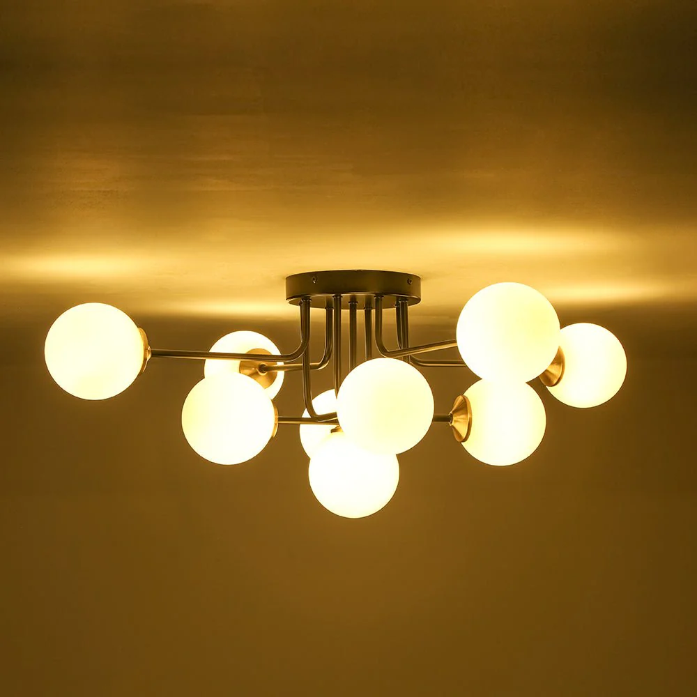 9-Light Opal Glass Bubble Sputnik Semi Flush Chandelier - Image 18
