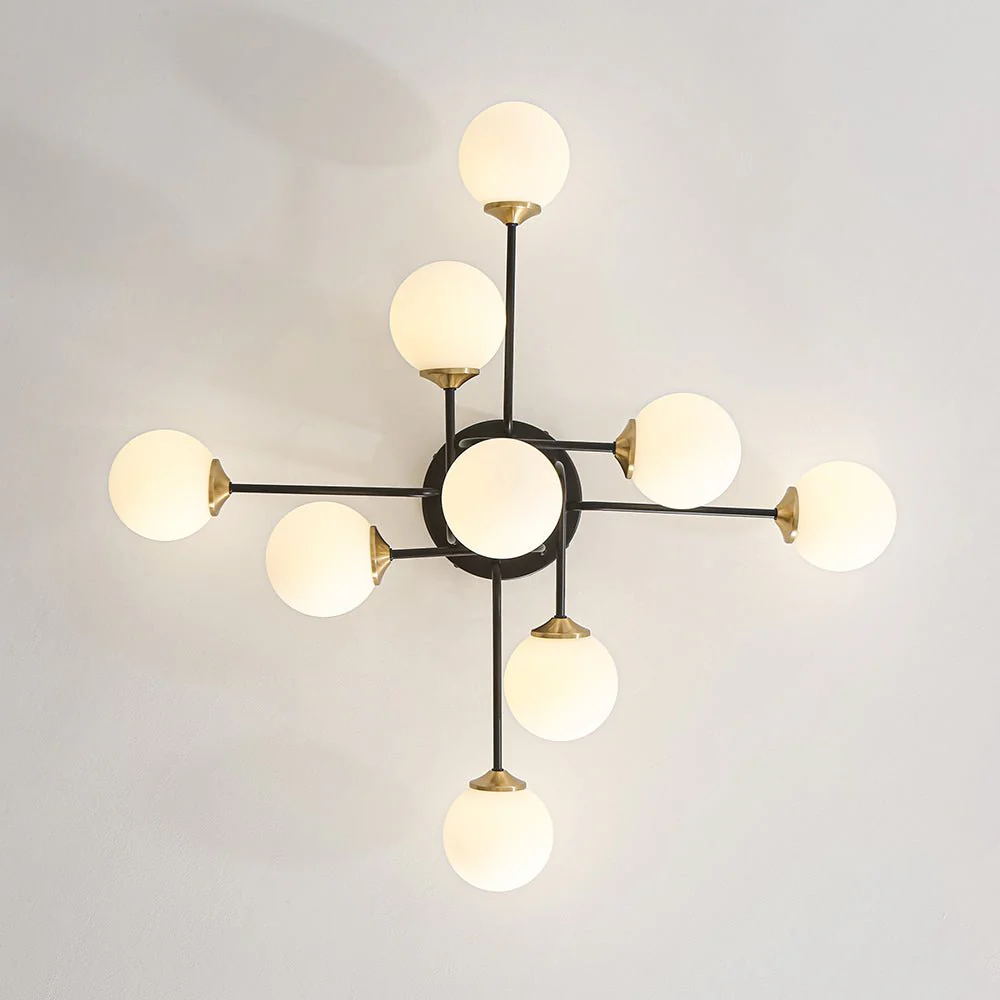 9-Light Opal Glass Bubble Sputnik Semi Flush Chandelier - Image 19