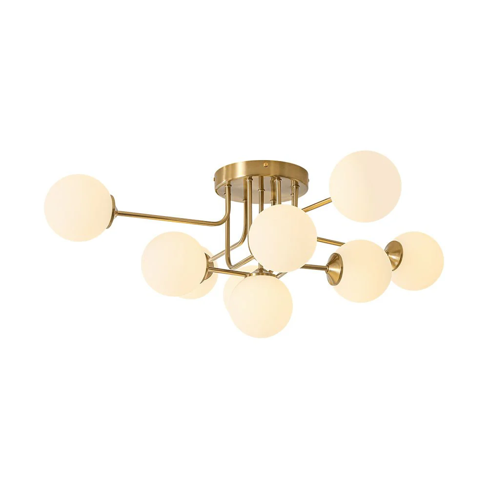 9-Light Opal Glass Bubble Sputnik Semi Flush Chandelier - Image 5