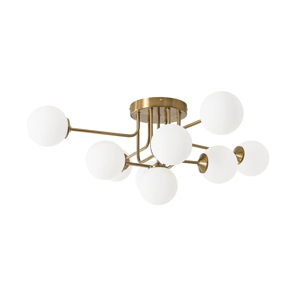 9-Light Opal Glass Bubble Sputnik Semi Flush Chandelier - Image 6