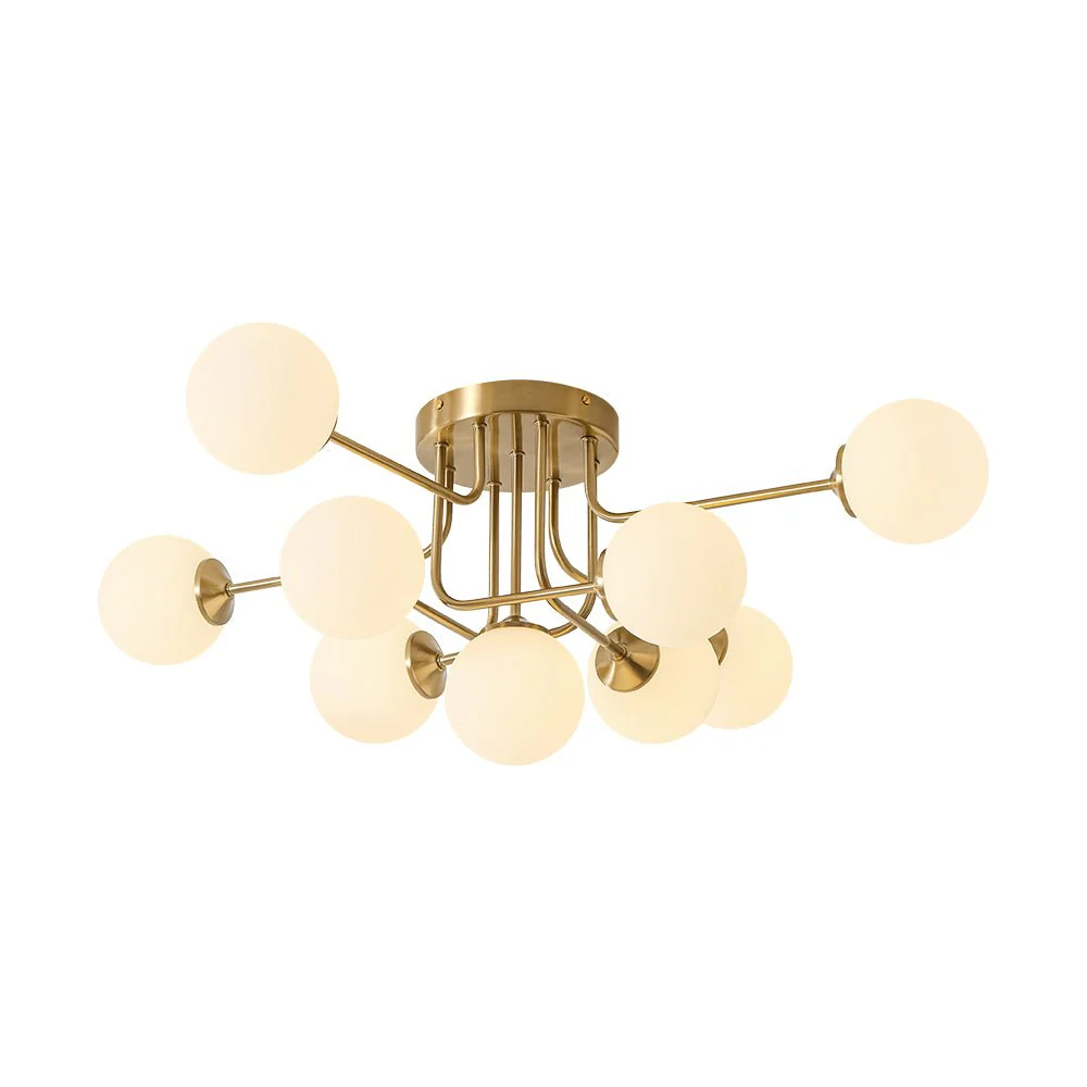 9-Light Opal Glass Bubble Sputnik Semi Flush Chandelier - Image 7
