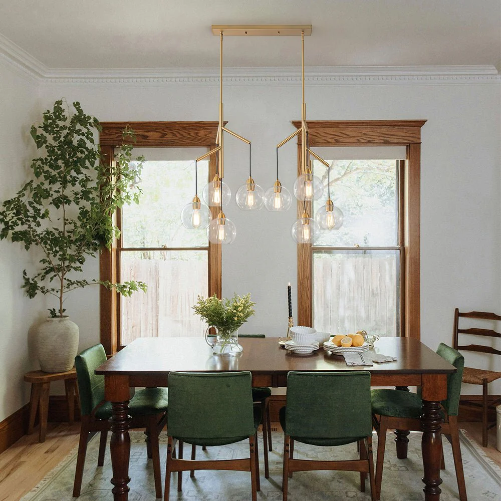8-Light Branch Draped Glass Bubble Island Double Chandelier - Image 2