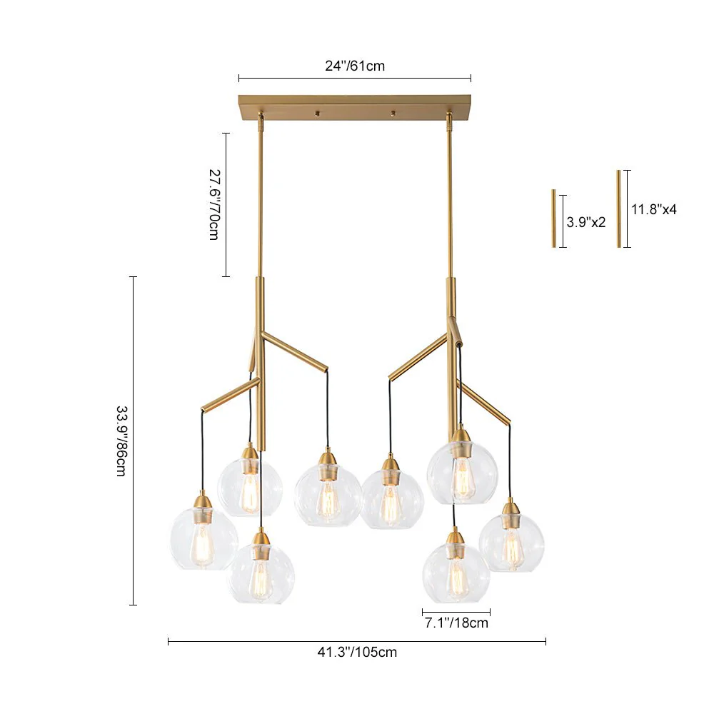 8-Light Branch Draped Glass Bubble Island Double Chandelier - Image 7