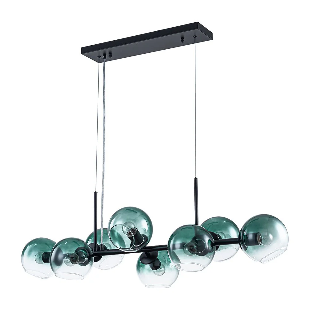 8-Light Color Tinted Glass Globe Bubble Linear Island Chandelier - Image 11