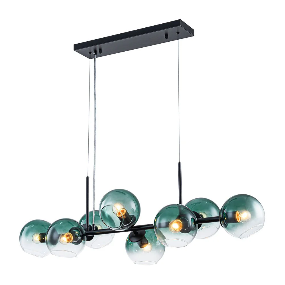 8-Light Color Tinted Glass Globe Bubble Linear Island Chandelier - Image 13