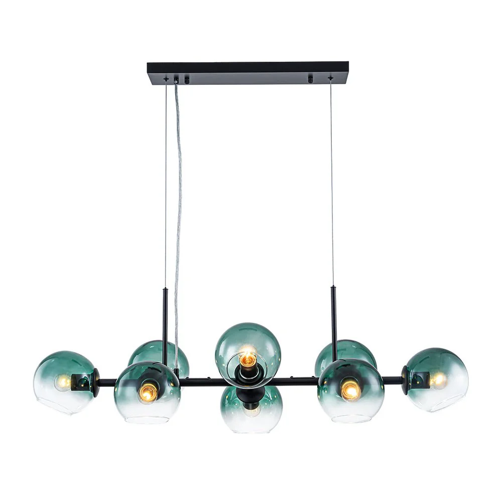 8-Light Color Tinted Glass Globe Bubble Linear Island Chandelier - Image 14