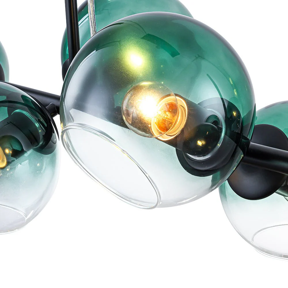 8-Light Color Tinted Glass Globe Bubble Linear Island Chandelier - Image 16