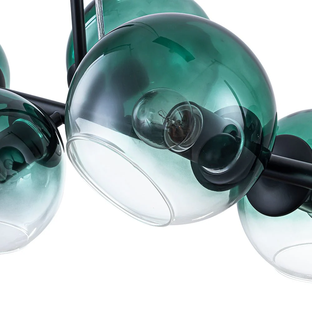 8-Light Color Tinted Glass Globe Bubble Linear Island Chandelier - Image 17