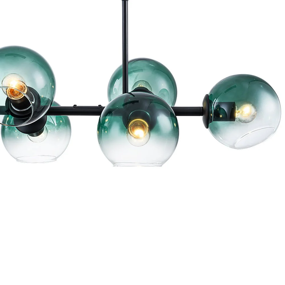 8-Light Color Tinted Glass Globe Bubble Linear Island Chandelier - Image 18
