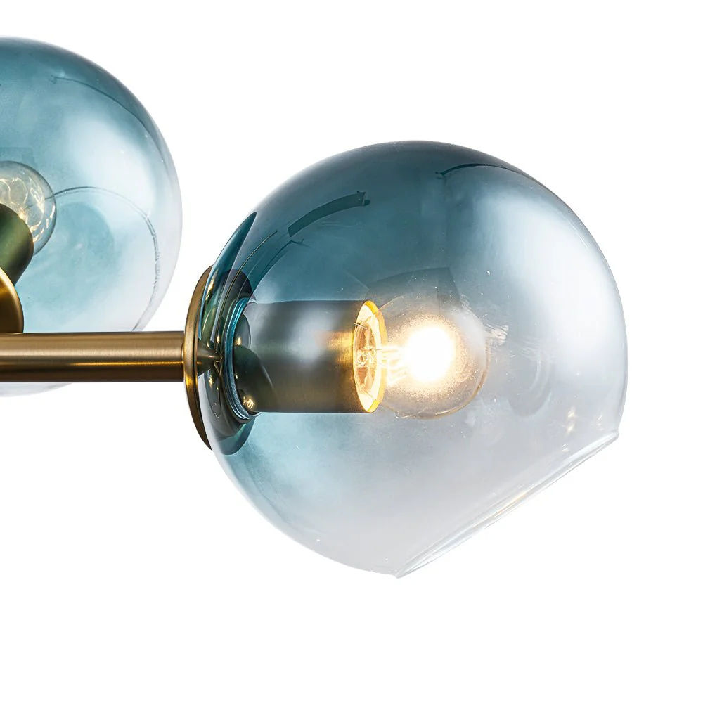 8-Light Color Tinted Glass Globe Bubble Linear Island Chandelier - Image 22