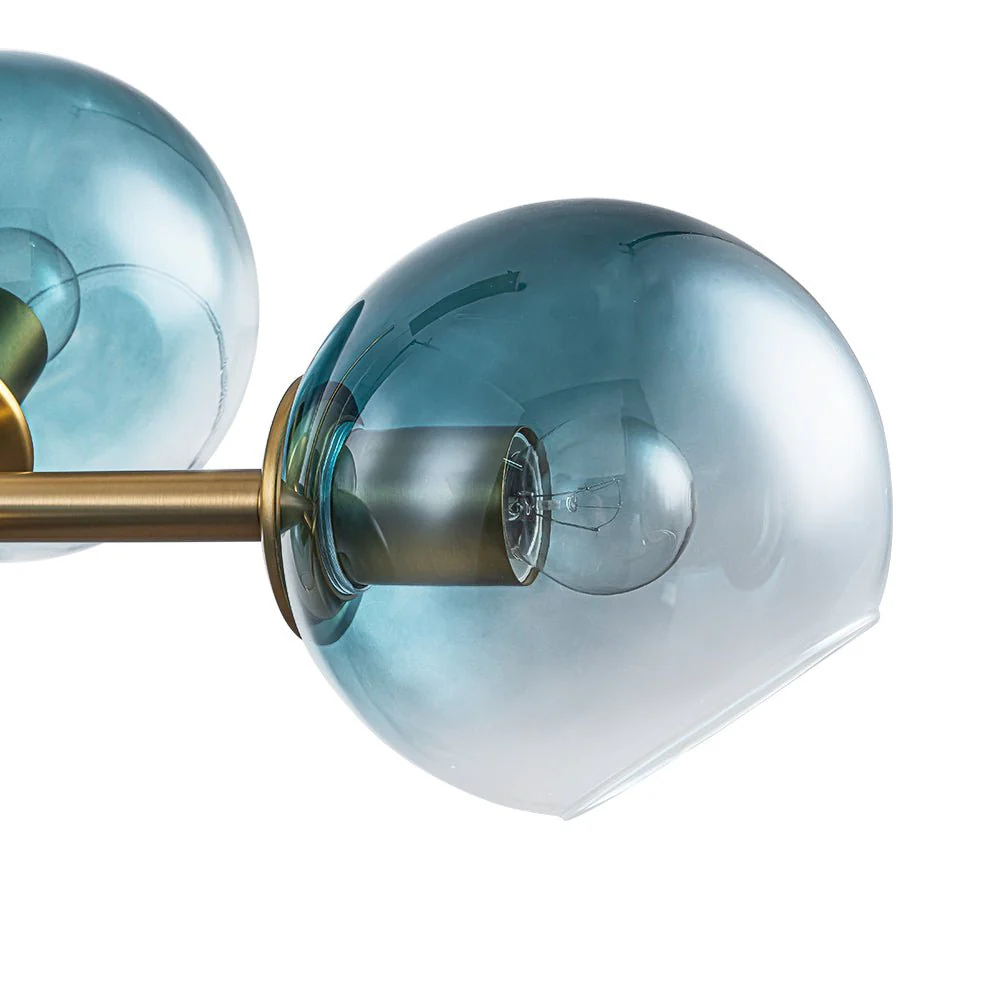 8-Light Color Tinted Glass Globe Bubble Linear Island Chandelier - Image 23