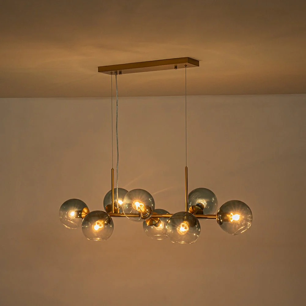 8-Light Color Tinted Glass Globe Bubble Linear Island Chandelier - Image 24