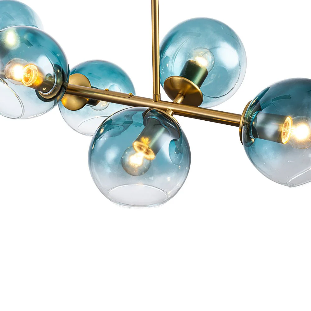 8-Light Color Tinted Glass Globe Bubble Linear Island Chandelier - Image 26