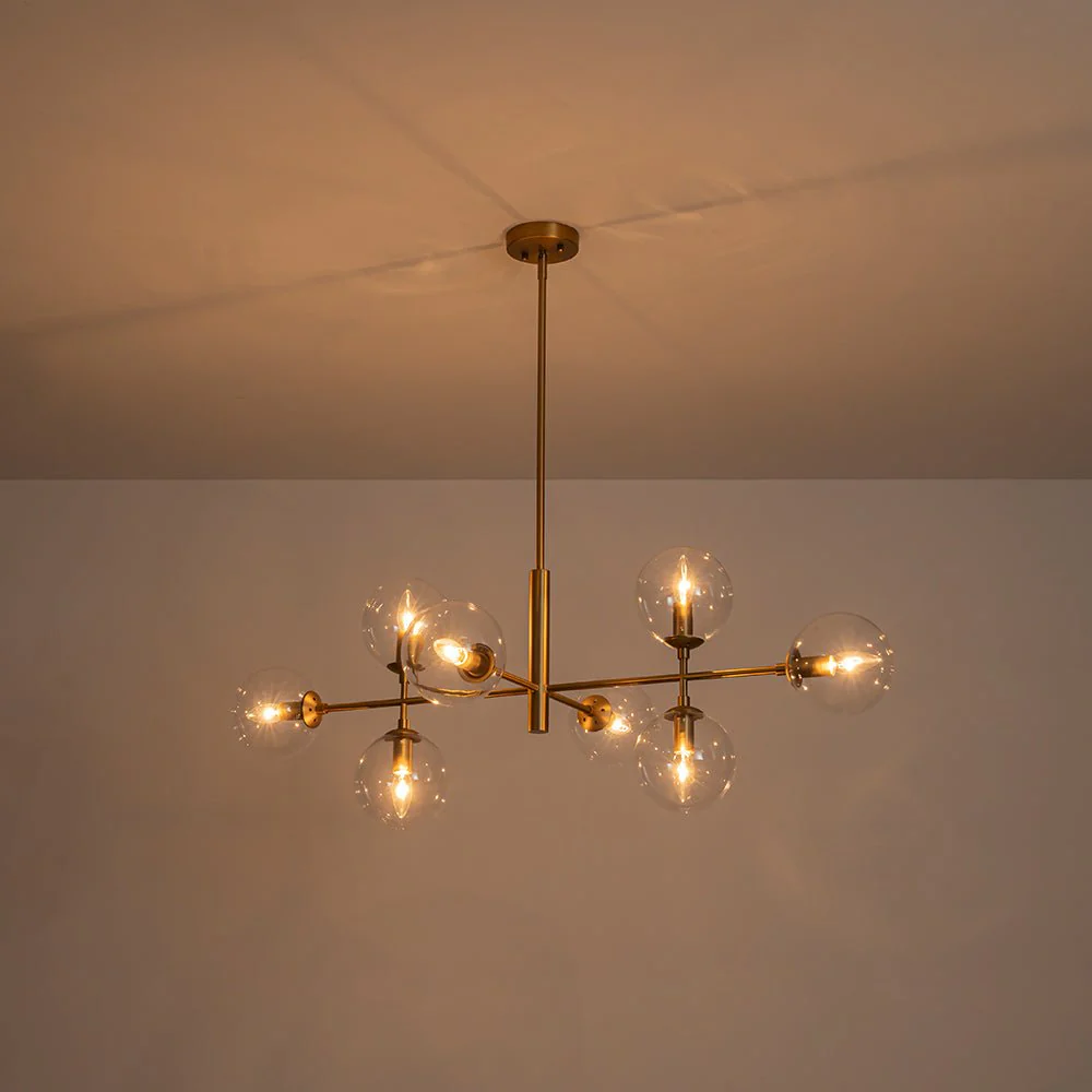 8-Light Linear Sputnik Clear Glass Bubble Chandelier - Image 10