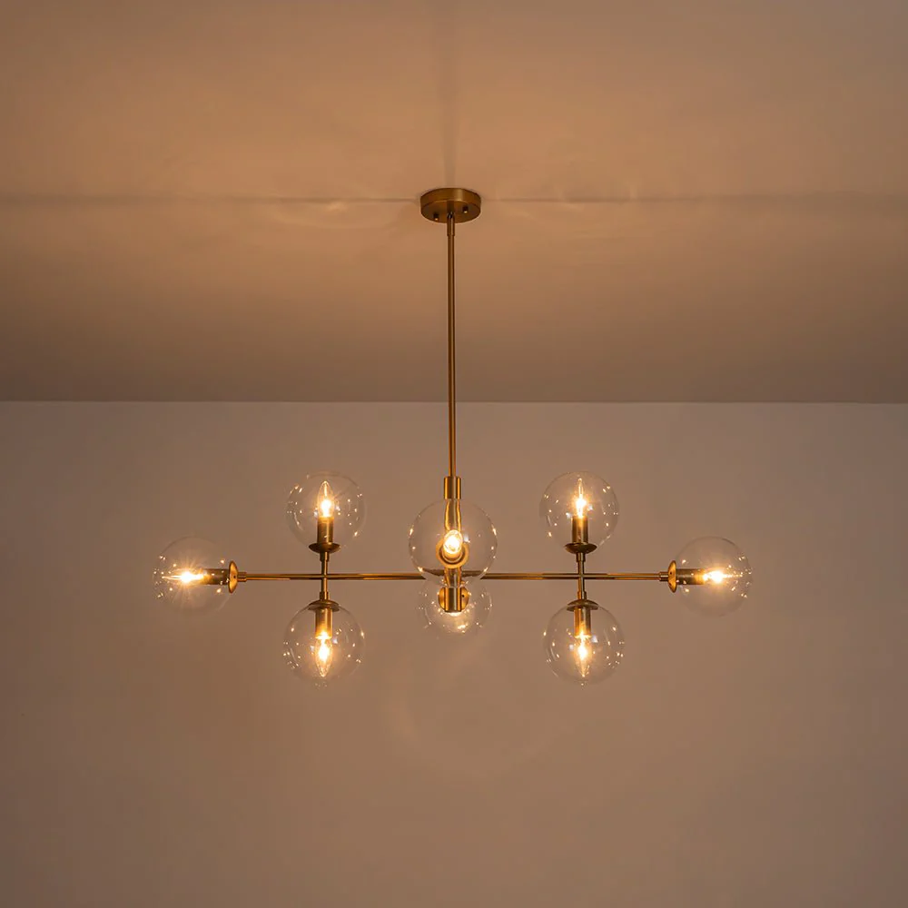 8-Light Linear Sputnik Clear Glass Bubble Chandelier - Image 11