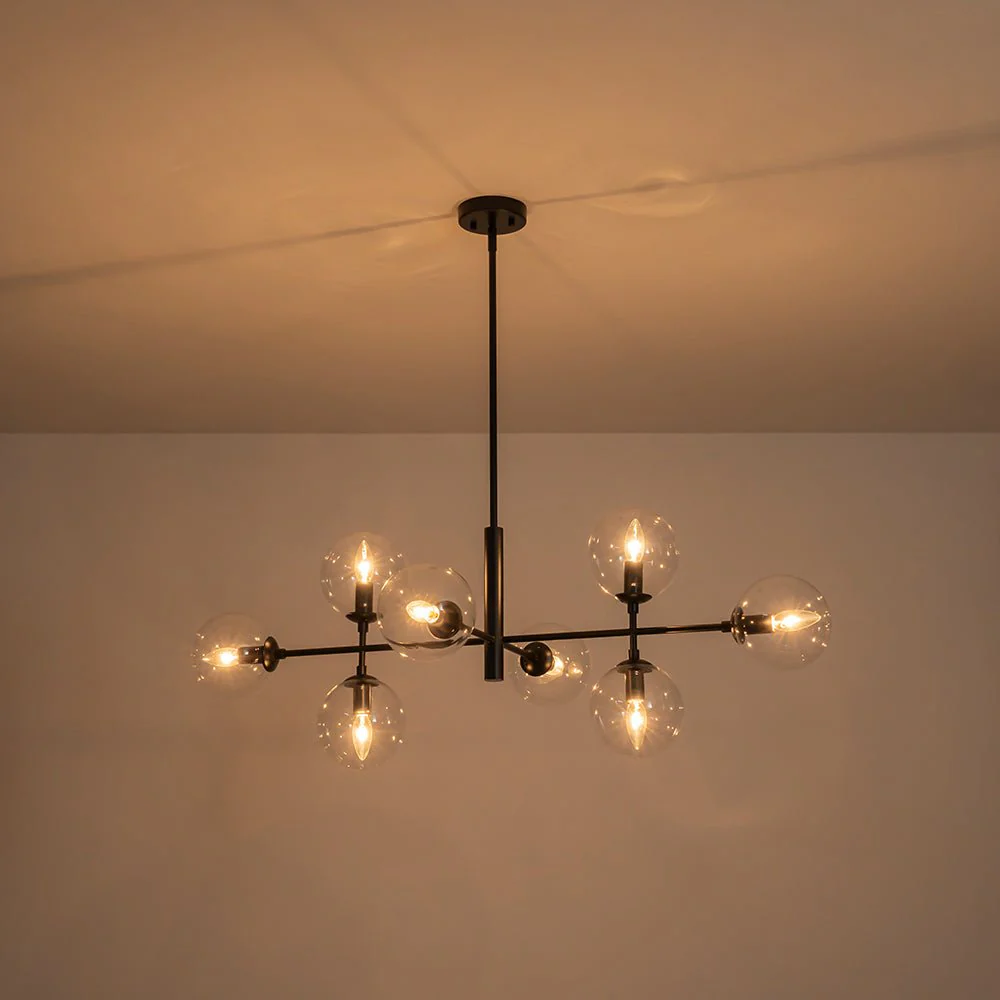 8-Light Linear Sputnik Clear Glass Bubble Chandelier - Image 18