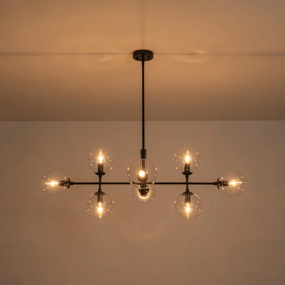 8-Light Linear Sputnik Clear Glass Bubble Chandelier - Image 19