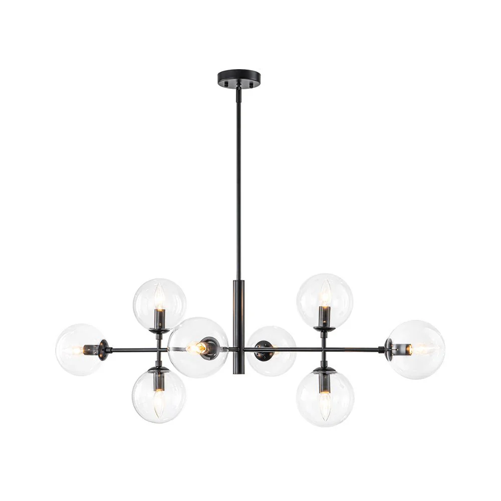 8-Light Linear Sputnik Clear Glass Bubble Chandelier - Image 21