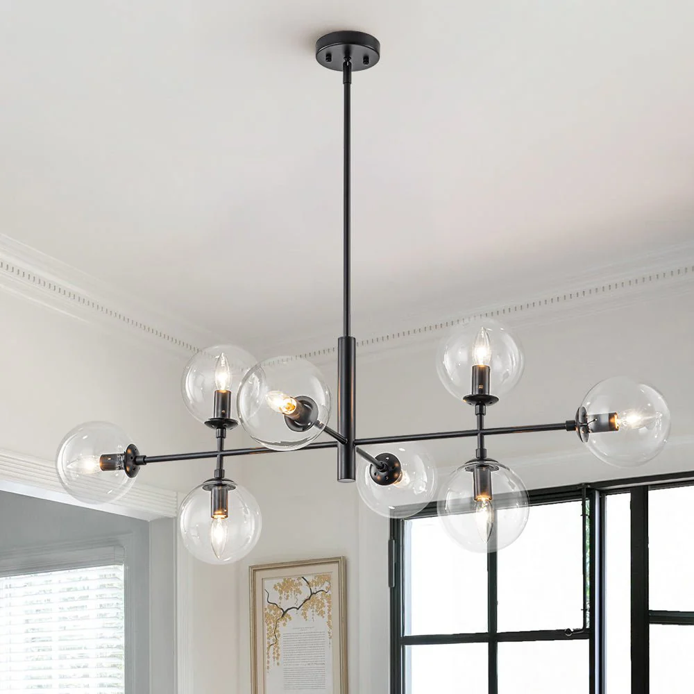8-Light Linear Sputnik Clear Glass Bubble Chandelier - Image 3