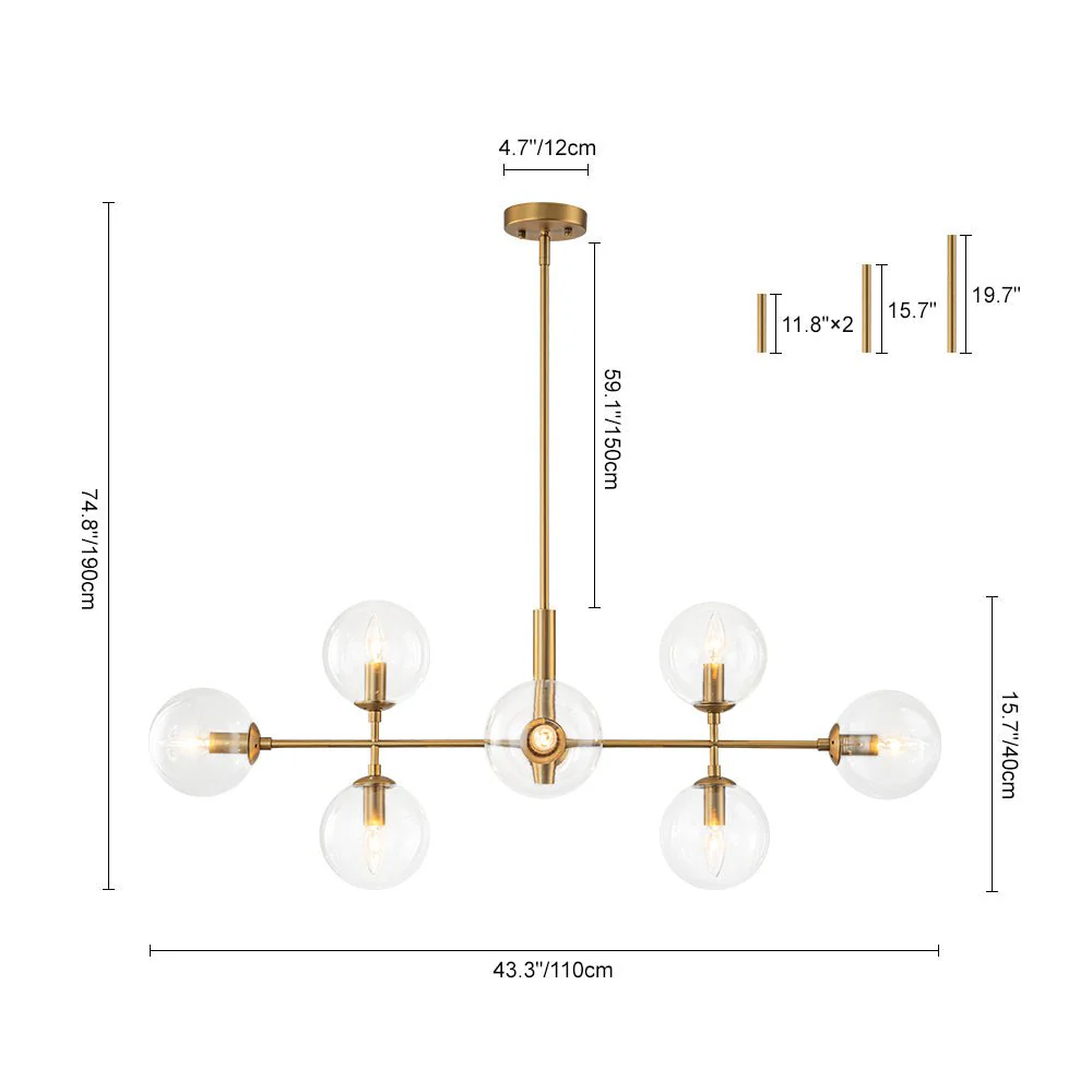 8-Light Linear Sputnik Clear Glass Bubble Chandelier - Image 8