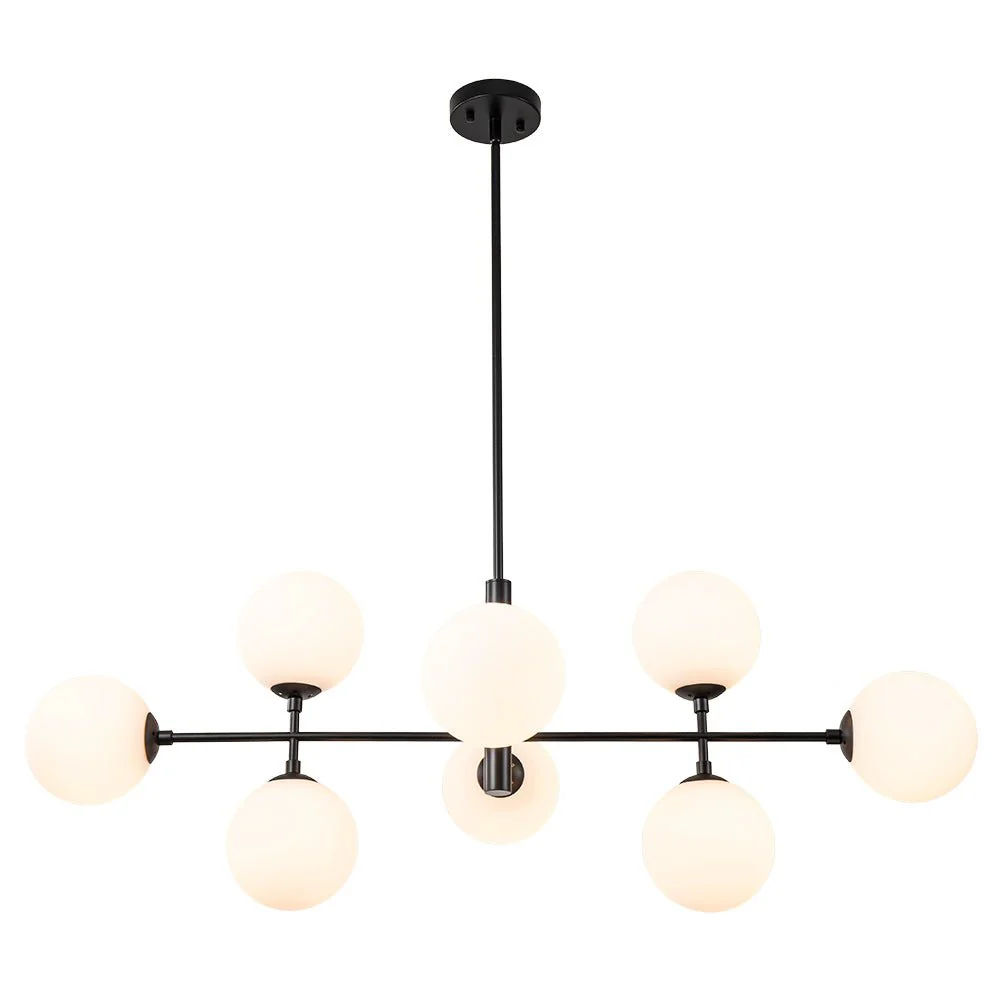 8-Light Linear Sputnik Frosted Glass Globe Chandelier  - Image 12