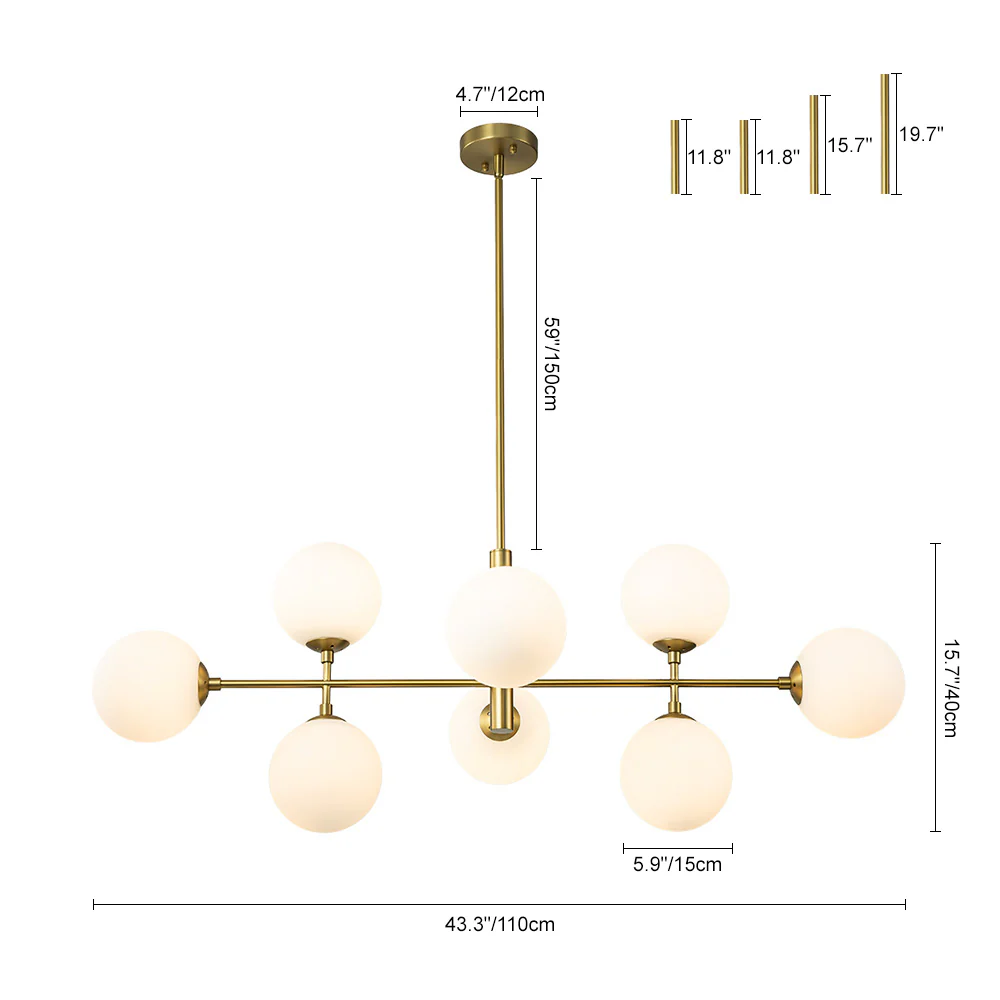 8-Light Linear Sputnik Frosted Glass Globe Chandelier  - Image 16