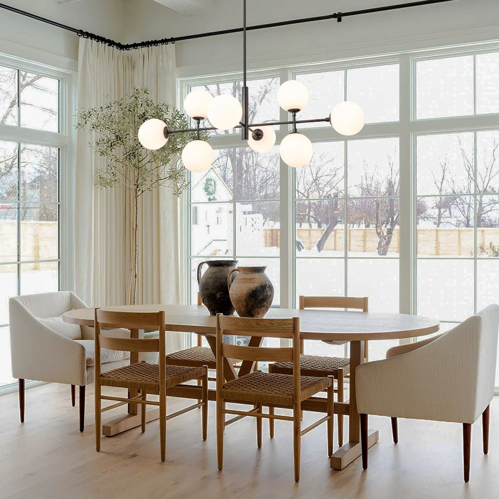 8-Light Linear Sputnik Frosted Glass Globe Chandelier  - Image 3