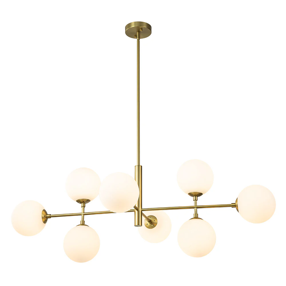 8-Light Linear Sputnik Frosted Glass Globe Chandelier  - Image 4