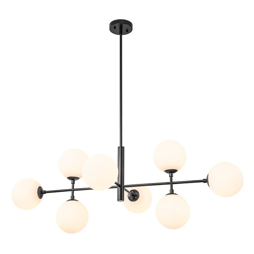 8-Light Linear Sputnik Frosted Glass Globe Chandelier  - Image 5