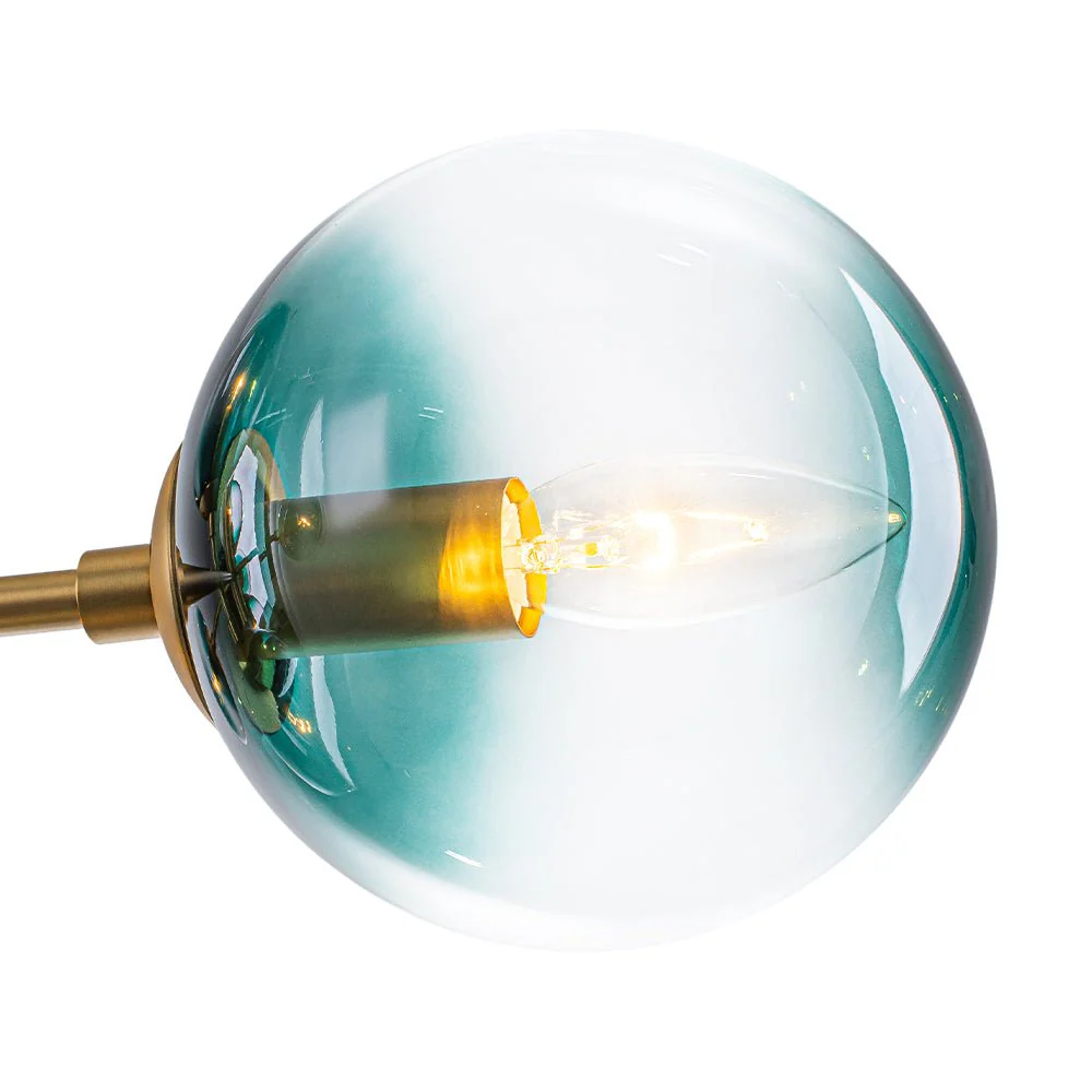 8-Light Linear Sputnik Tinted Blue Glass Bubble Chandelier - Image 11