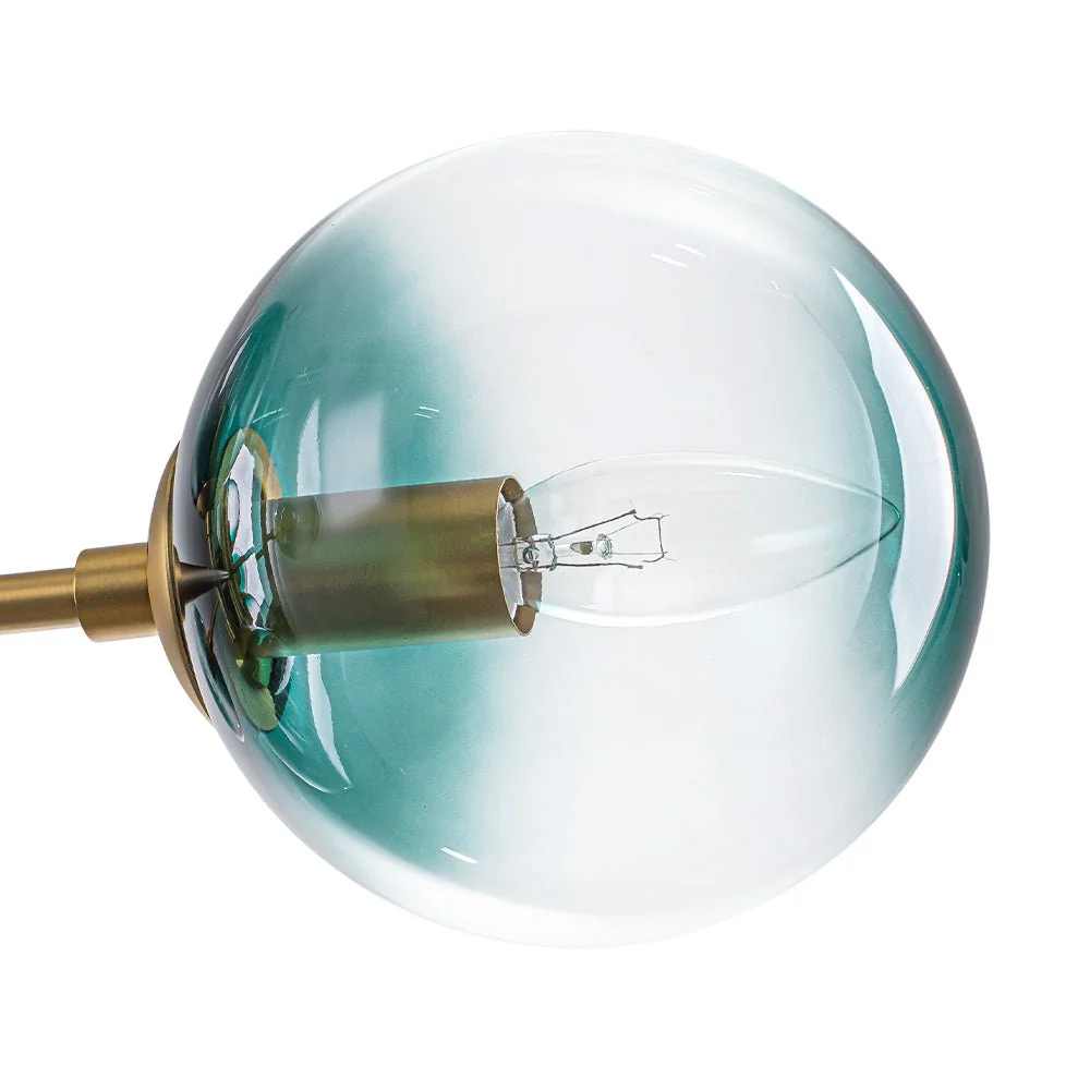 8-Light Linear Sputnik Tinted Blue Glass Bubble Chandelier - Image 12