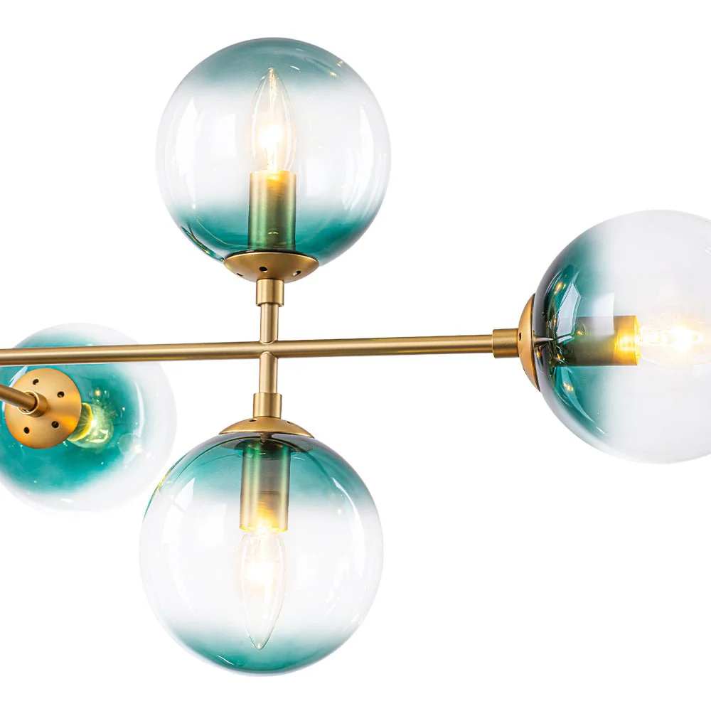 8-Light Linear Sputnik Tinted Blue Glass Bubble Chandelier - Image 14