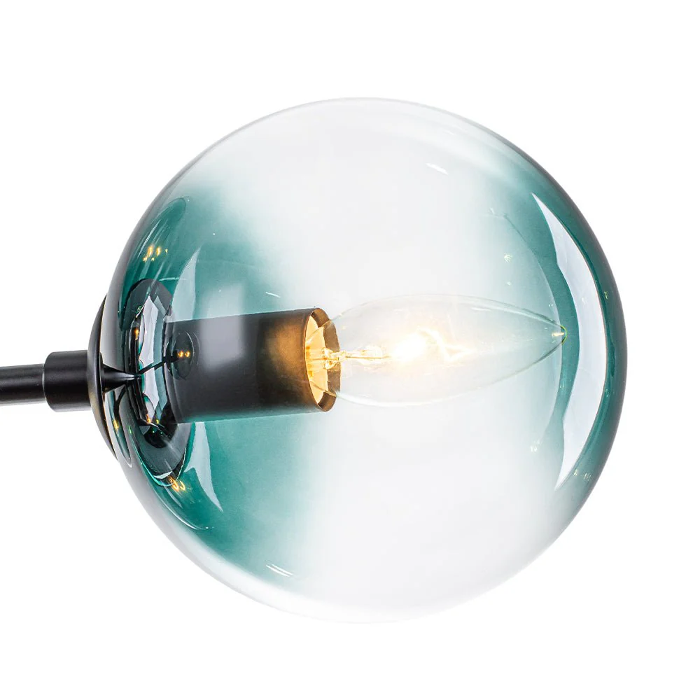 8-Light Linear Sputnik Tinted Blue Glass Bubble Chandelier - Image 25