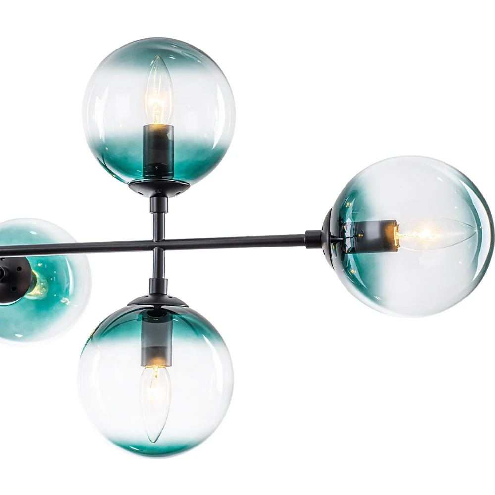 8-Light Linear Sputnik Tinted Blue Glass Bubble Chandelier - Image 26