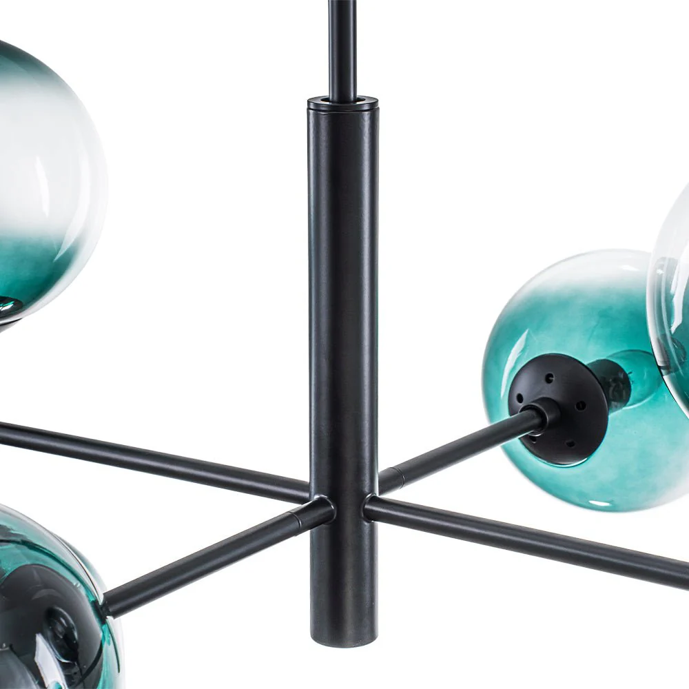 8-Light Linear Sputnik Tinted Blue Glass Bubble Chandelier - Image 27